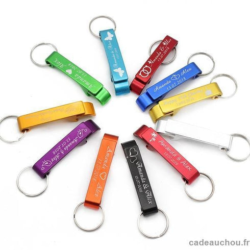 Cadeau Invites mariage communion bapteme anniversaire Personnalisé porte cle decapsuleur organza